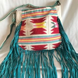 Z&L crossbody purse with turquoise fringe